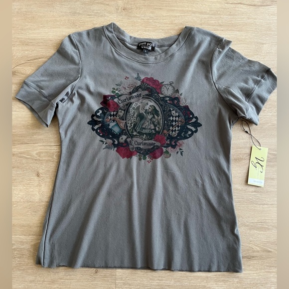 Petit Pois by Viviana G Artsy abstract mesh Alice in Wonderland Shirt SZ L NWT - Picture 1 of 10